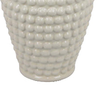 Rozie Round Vase with Bubble Texture Design, White Ceramic 15 Inch -BM330143