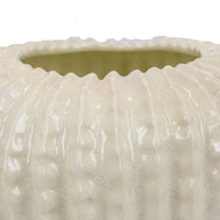 Harry Round Planter with Textured Design, Glossy White Ceramic 13 Inch -BM330144