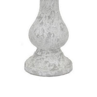 Kris Candle Holder with Hurricane Glass Top, White Gray Ceramic 7 Inch -BM330147