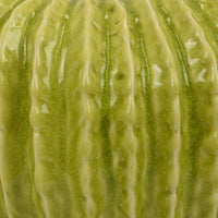 Decorative Planter, Melon Shape, Vertical Ribbed Texture, Green Ceramic - BM330147