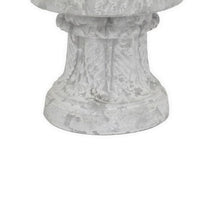 Kris Candle Holder, Hurricane Glass Top, White Gray Ceramic 14 Inch -BM330148