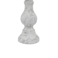 Kris Candle Holder, Hurricane Glass Top, White Gray Ceramic 15 Inch -BM330149