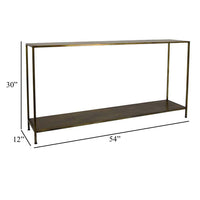 Fleur Plant Stand Console, Lower Shelf, Slim Brown Metal Frame 54 Inch -BM330153