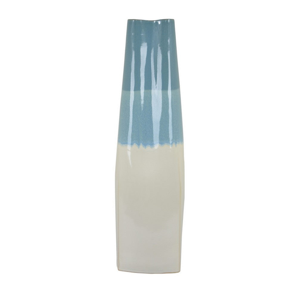 Cobb Accent Vase, Slender Silhouette Blue White Ceramic 27 Inch -BM330158
