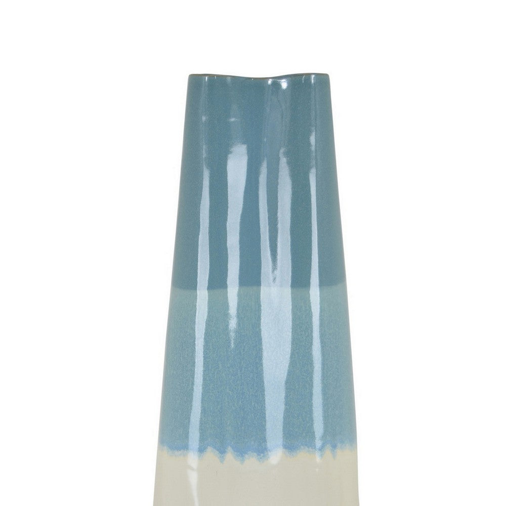 Cobb Accent Vase, Slender Silhouette Blue White Ceramic 27 Inch -BM330158