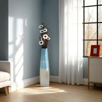Cobb Accent Vase, Slender Silhouette Blue White Ceramic 27 Inch -BM330158
