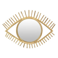 Eric Round Mirror Wall Decor, Eye Shaped Brown Natural Fiber 34 Inch -BM330160