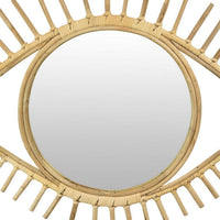 Eric Round Mirror Wall Decor, Eye Shaped Brown Natural Fiber 34 Inch -BM330160