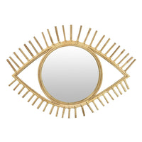 Eric Round Mirror Wall Decor, Eye Shaped Brown Natural Fiber 34 Inch -BM330160