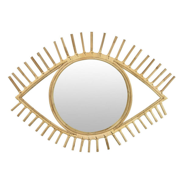 Eric Round Mirror Wall Decor, Eye Shaped Brown Natural Fiber 34 Inch -BM330160