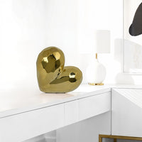 Dina Gold Heart Tabletop Decor, Golden Ceramic 12 Inch -BM330167