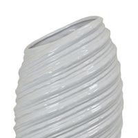 Avery Tall Modern Vase, Angled Spiral Design, White Ceramic 17 Inch -BM330169