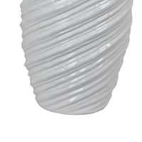 Avery Tall Modern Vase, Angled Spiral Design, White Ceramic 17 Inch -BM330169