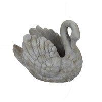 Jina Planter with Swan Sculpted Details, Gray Terracotta 10 Inch -BM330173