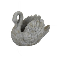 Jina Planter with Swan Sculpted Details, Gray Terracotta 10 Inch -BM330173