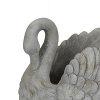 Jina Planter with Swan Sculpted Details, Gray Terracotta 10 Inch -BM330173