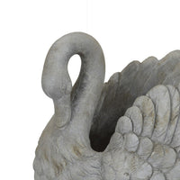 Jina Planter with Swan Sculpted Details, Gray Terracotta 10 Inch -BM330173