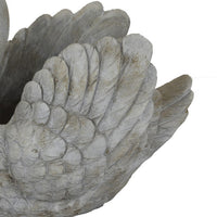 Jina Planter with Swan Sculpted Details, Gray Terracotta 10 Inch -BM330173