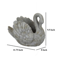 Jina Planter with Swan Sculpted Details, Gray Terracotta 10 Inch -BM330173