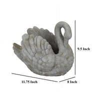 Jina Planter with Swan Sculpted Details, Gray Terracotta 10 Inch -BM330173