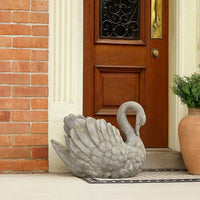 Jina Planter with Swan Sculpted Details, Gray Terracotta 10 Inch -BM330173