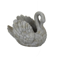 Jina Planter with Swan Sculpted Details, Gray Terracotta 10 Inch -BM330173