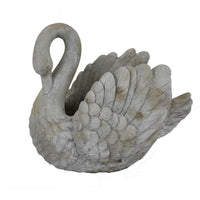 Jina Large Planter with Swan Sculpted Details, Gray Terracotta 12 Inch -BM330174