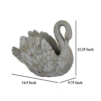 Jina Large Planter with Swan Sculpted Details, Gray Terracotta 12 Inch -BM330174