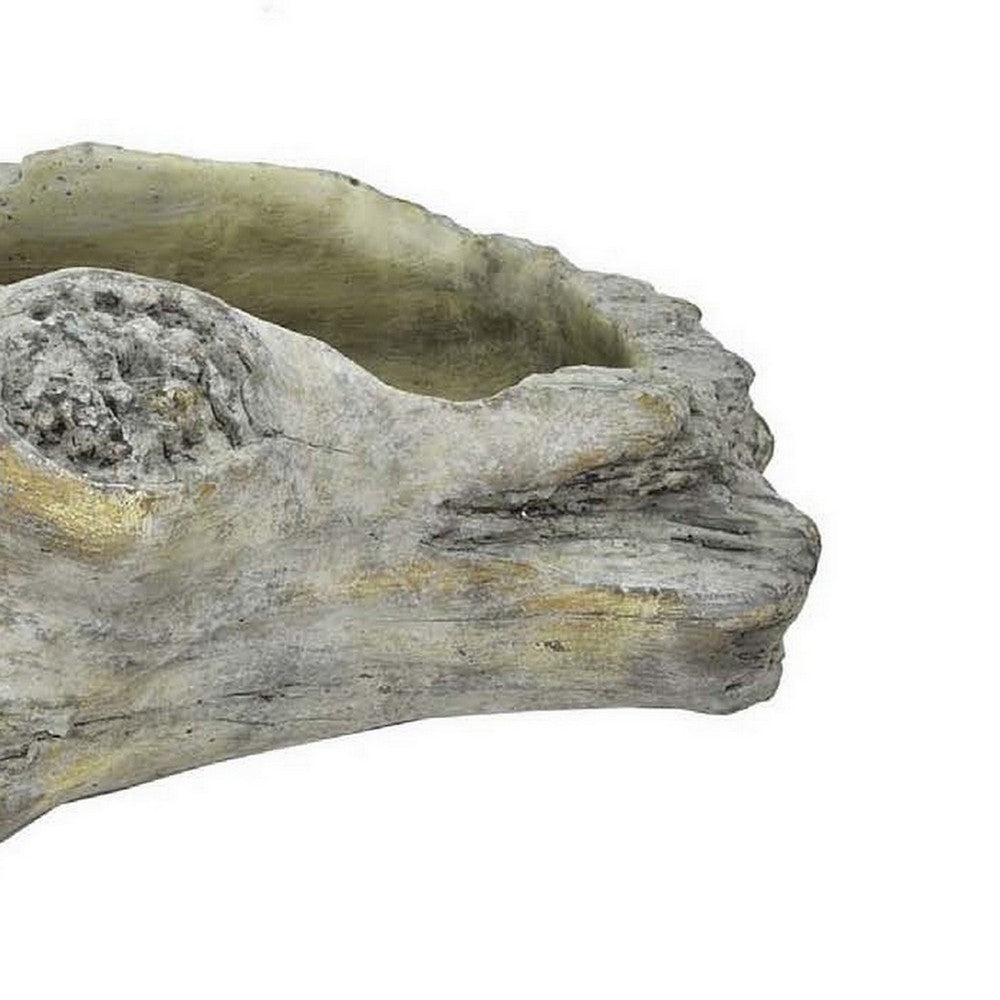 Paul Accent Planter with Driftwood Like Design Gray Terracotta 16 Inch -BM330177