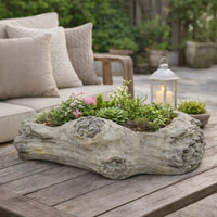 Paul Accent Planter with Driftwood Like Design Gray Terracotta 16 Inch -BM330177