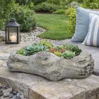 Paul Accent Planter with Driftwood Like Design Gray Terracotta 16 Inch -BM330177