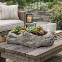 Paul Accent Planter with Driftwood Like Design Gray Terracotta 16 Inch -BM330177