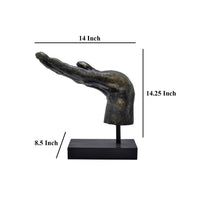 Lizzy Tabletop Decorative Hand Sculpture, Black, Bronze Resin 14 Inch -BM330178