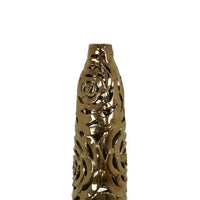 Reky Tall Vase, Rose Cut Floral Patterns, Slim Profile Bronze Ceramic -BM330180