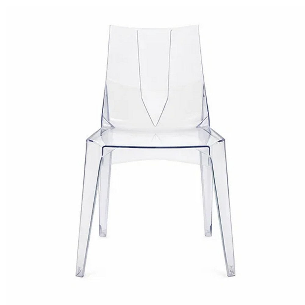 Outdoor Dining Chair Set of 4, Geometric Design, Transparent Clear -BM330187