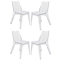 Outdoor Dining Chair Set of 4, Geometric Design, Transparent Clear -BM330187