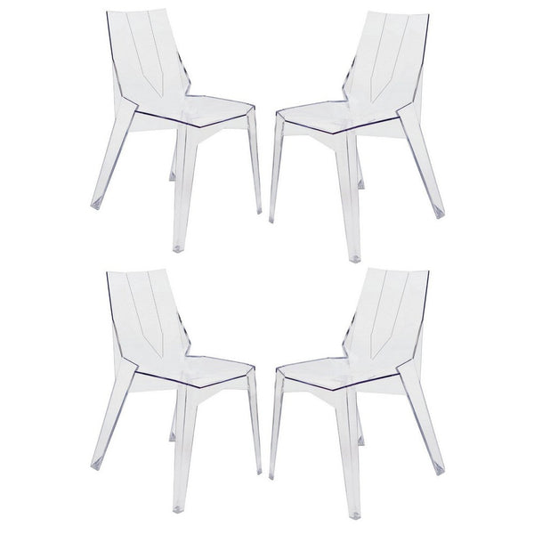 Outdoor Dining Chair Set of 4, Geometric Design, Transparent Clear -BM330187