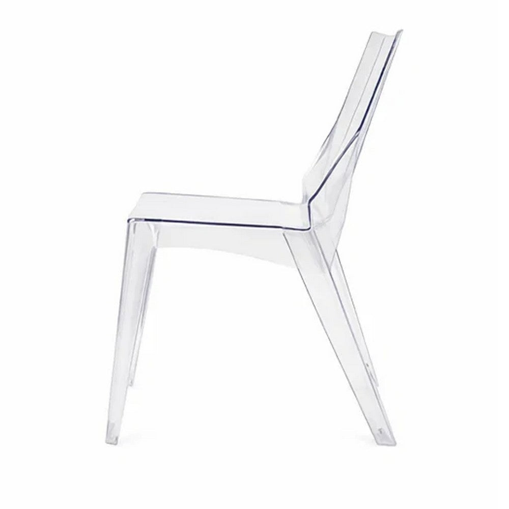 Outdoor Dining Chair Set of 4, Geometric Design, Transparent Clear -BM330187