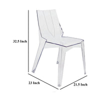 Outdoor Dining Chair Set of 4, Geometric Design, Transparent Clear -BM330187