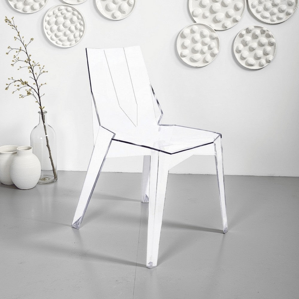 Outdoor Dining Chair Set of 4, Geometric Design, Transparent Clear -BM330187