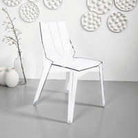 Outdoor Dining Chair Set of 4, Geometric Design, Transparent Clear -BM330187