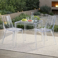 Outdoor Dining Chair Set of 4, Geometric Design, Transparent Clear -BM330187