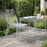 Outdoor Dining Chair Set of 4, Geometric Design, Transparent Clear -BM330187