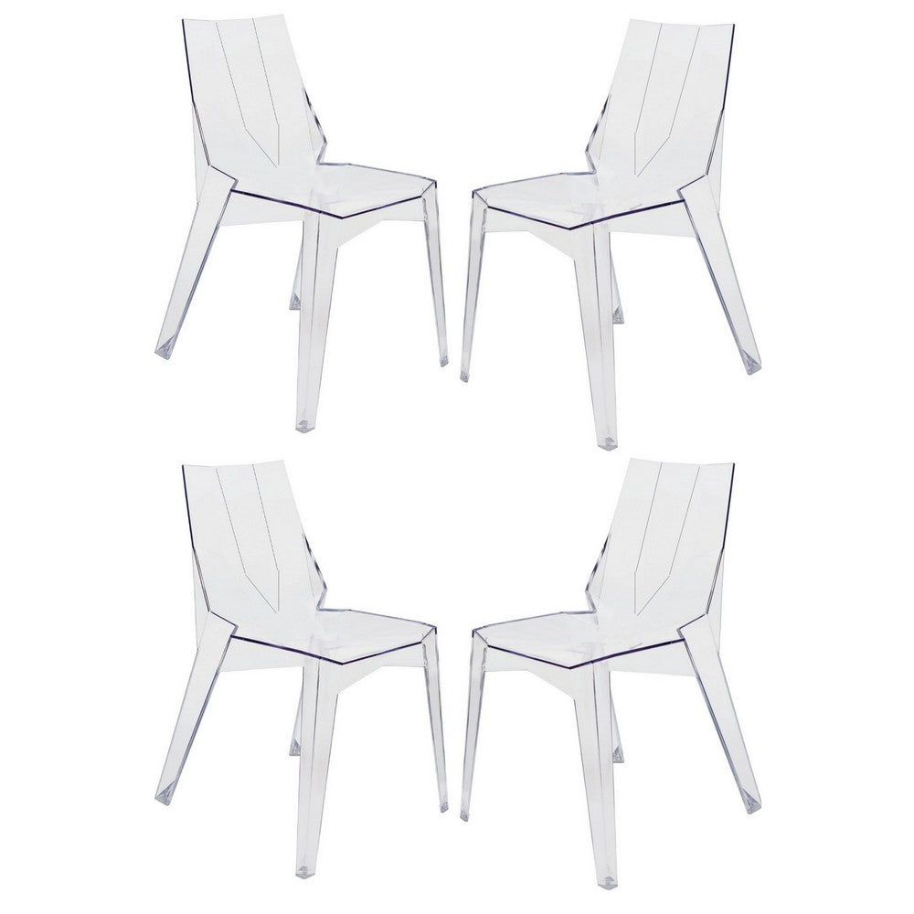 Outdoor Dining Chair Set of 4, Geometric Design, Transparent Clear -BM330187
