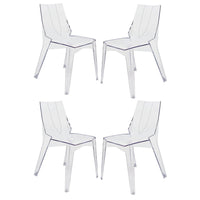 Outdoor Dining Chair Set of 4, Geometric Design, Transparent Clear -BM330187