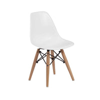 Ben Kids Dining Chair Set of 2, Modern White, Eiffel Brown Wood Legs -BM330189