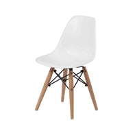 Ben Kids Dining Chair Set of 2, Modern White, Eiffel Brown Wood Legs -BM330189