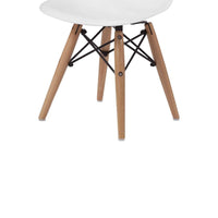 Ben Kids Dining Chair Set of 2, Modern White, Eiffel Brown Wood Legs -BM330189