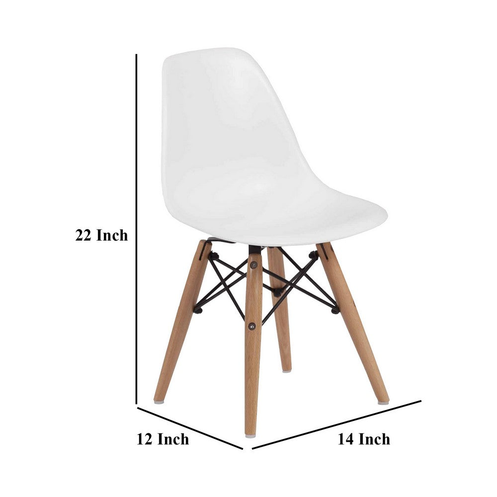 Ben Kids Dining Chair Set of 2, Modern White, Eiffel Brown Wood Legs -BM330189