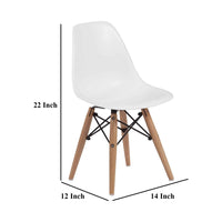 Ben Kids Dining Chair Set of 2, Modern White, Eiffel Brown Wood Legs -BM330189